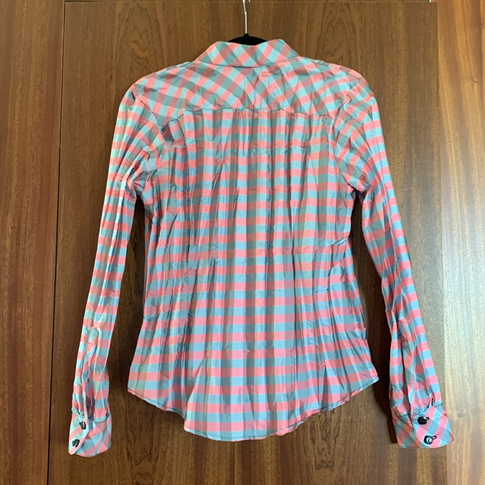 Beluva Firuze Filmore Check Crinkle Plaid Pleated Button Up Shirt - Picture 5 of 10